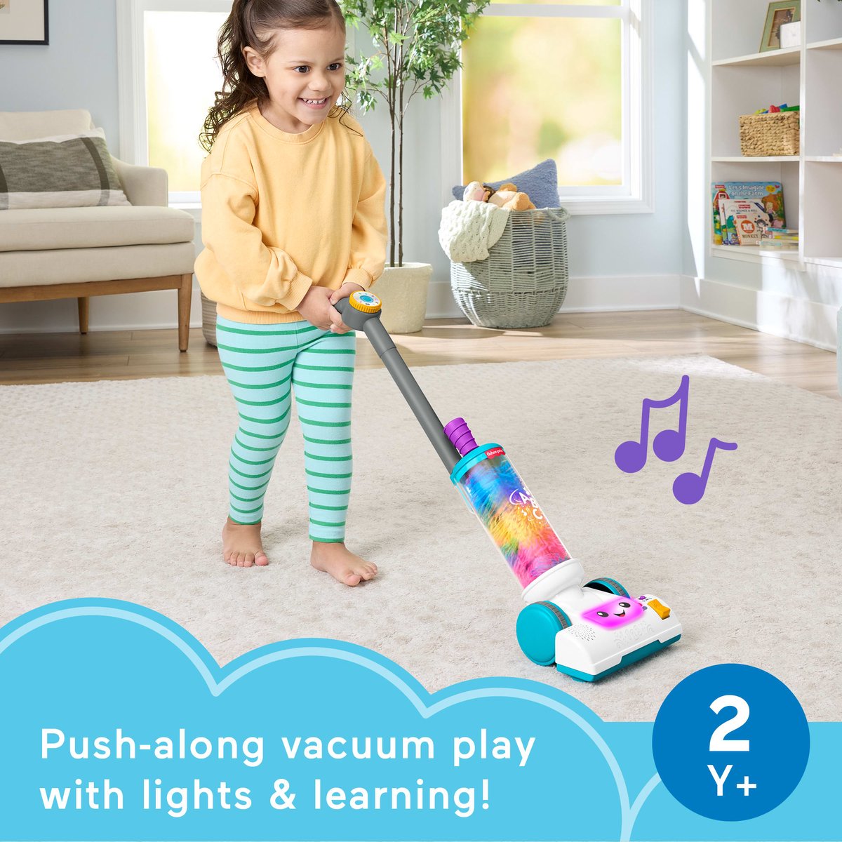 Fisher-Price Leerplezier 2-in-1 Stofzuiger met Stoffer en Lichtjes en Muziek — afbeelding 2