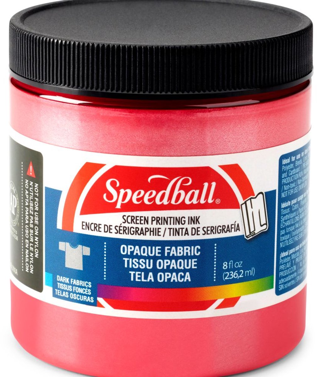 Shimmer fabric ink raspberry screen printing -Speedball