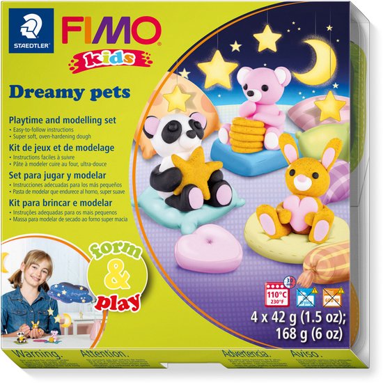 FIMO kids 8034 - ovenhardende boetseerklei - Form&Play set "Dreamy Pets"