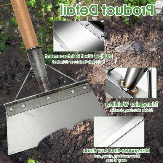 Onkruidschraper Tuinschep - Krachtig Onkruid Verwijderen - Slijtvast Mangaanstaal - Multifunctioneel Gereedschap - Voor Tuin Schoonmaken en IJs Verwijderen - Tuinschraper Onkruidsteker Grondmes van Merkloos	 — afbeelding 2