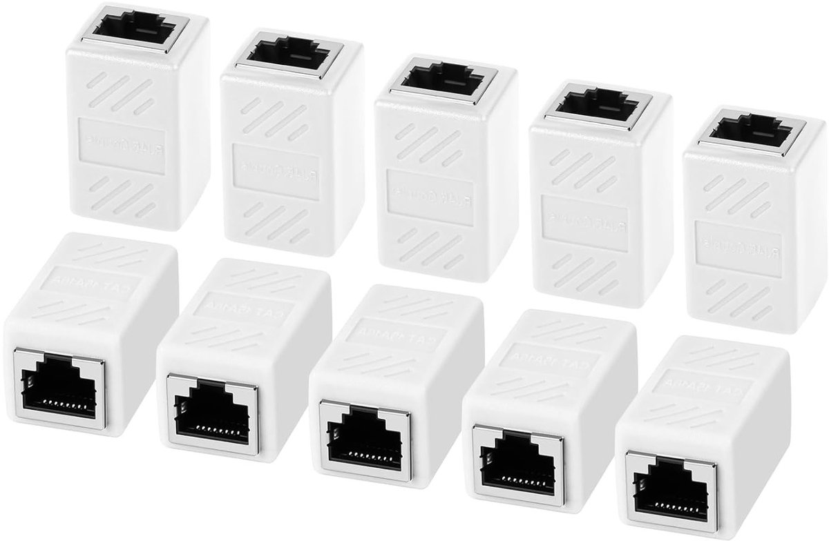 RJ45 Coupler Set van 10 Stuks, Ethernet Jack voor Cat7, Cat6, Cat5 en Cat5e Netwerk Kabels, Geschikt voor Vrouwelijke Aansluitingen