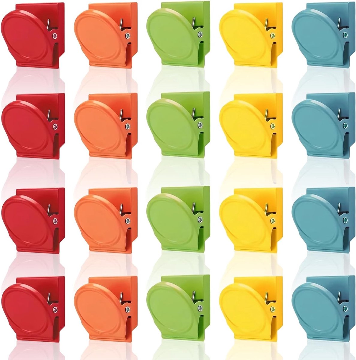 Multifunctionele Magnetische Clips voor Koelkast - 20 Stuks in 5 Kleuren, Ideaal voor Memo's, Notities en Organisatie in Huis, School en Kantoor