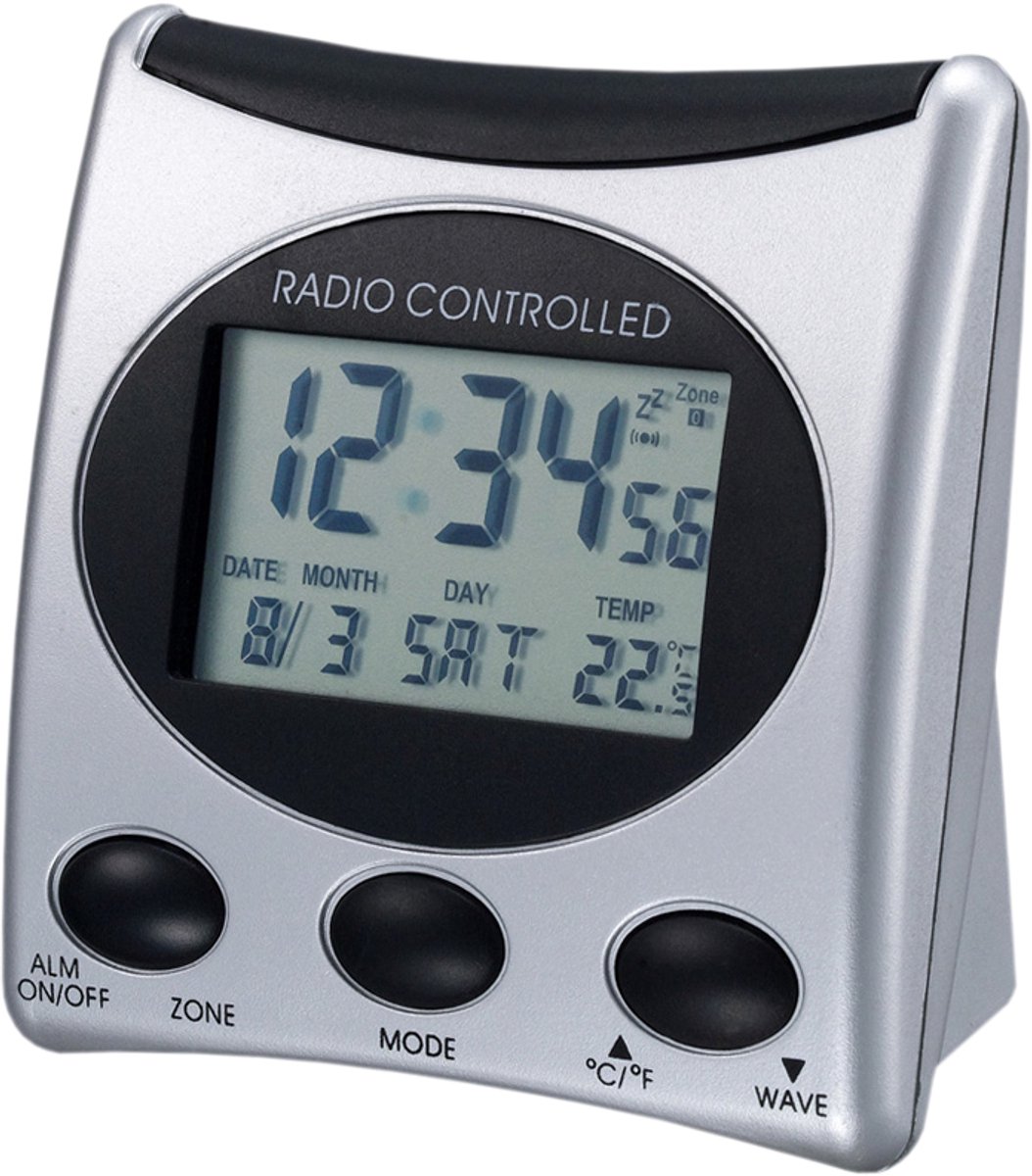 Technoline TL WT221 - Radio gestuurde wekker - Datum en temperatuur weergave - snooze en licht functie - Zilverkleurig