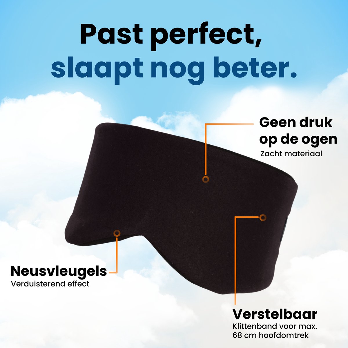 PurelyGoods® Slaapmasker - Oogmasker - Verduisterend - Mannen en Vrouwen - Katoen - Zwart — afbeelding 4