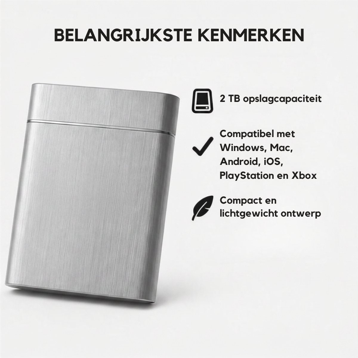 FlexVer® Externe Harde Schijf 2TB - USB - External Hard Drive - 2TB - Rood — cadeau in Elektronica - foto 2