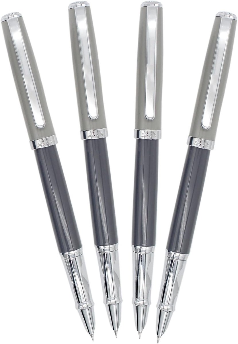Set van 4 Morandi Kleurige Metalen Vulpen met Inktconverter en Fijne Nib - Perfect voor Schrijven en Creatieve Projecten