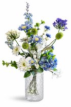Bouquet de soie - Bleu Blanc - 70 cm de haut - Fleurs artificielles -