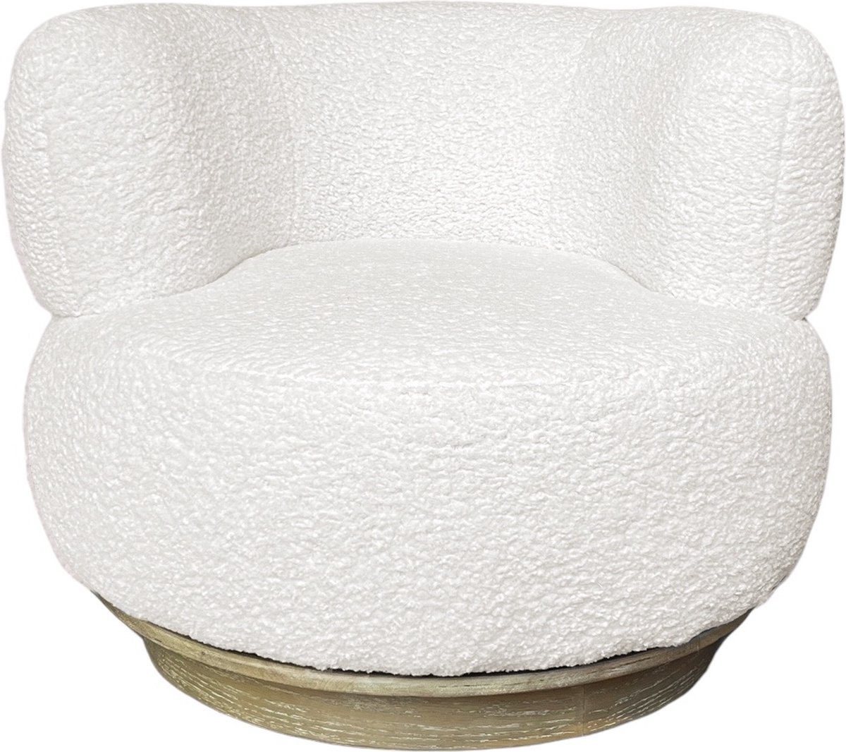 Sleepking - Fauteuil / Draaifauteuil Ficala - 100% linnen Teddy Bouclé - Gebroken Wit