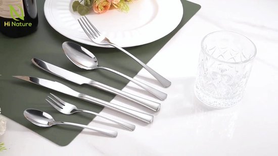 HI NATURE™ Besteksets - Bestekset 12 persoons modern 100% RVS (72-delig) Zilver | Bestek, Lepels, Messen, Vorken, Steakmessen & Gebaksvorkjes | Vaatwasserbestendig - Hoogwaardige Roestvrij Premium Edelstaal 18/0