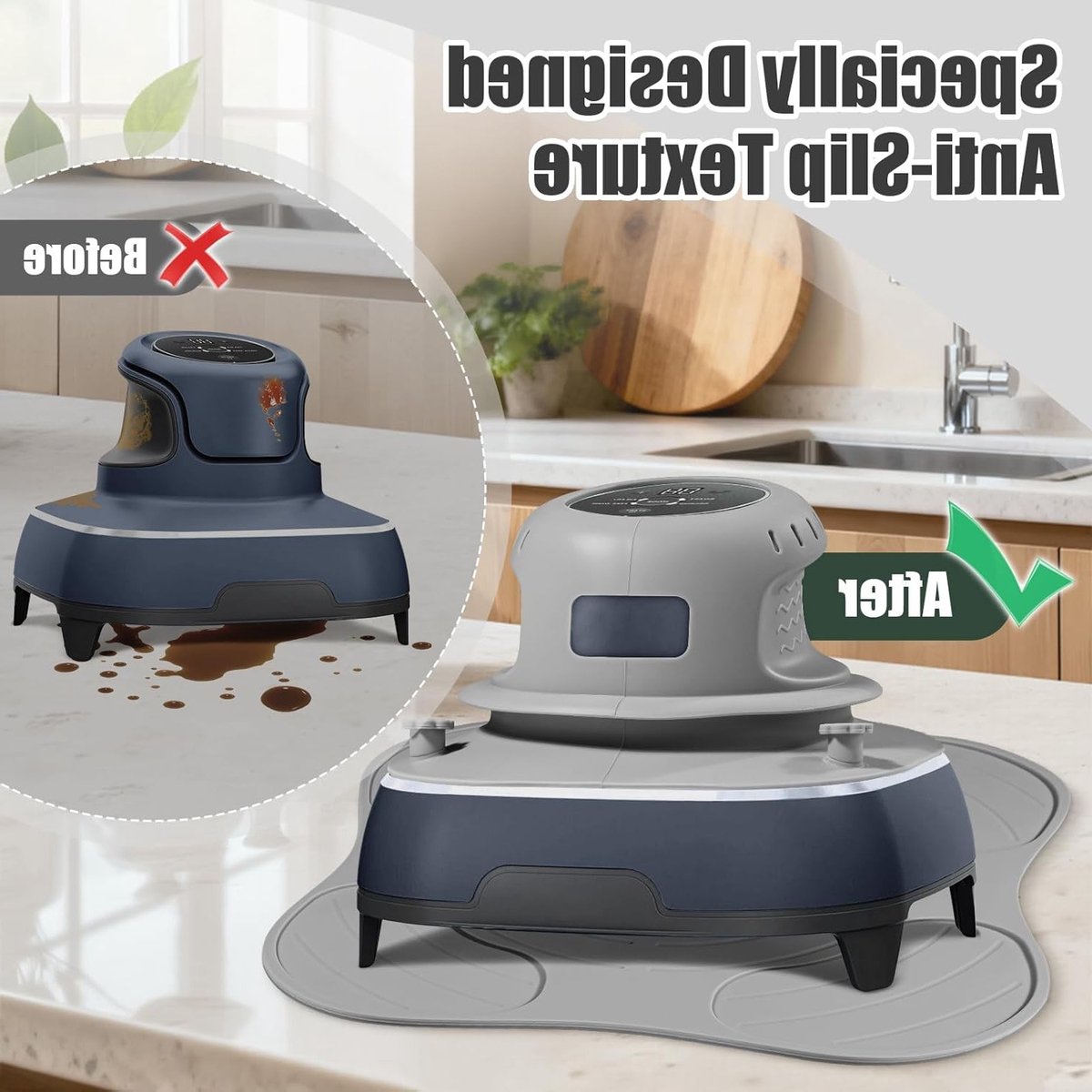 2-in-1 Set voor Airfryer - Beschermhoes met Kabel Organizer en Silicone Warmtebestendige Mat | Antislip Werkbladmat en Deksel voor Keukenaccessoires (Grijs)