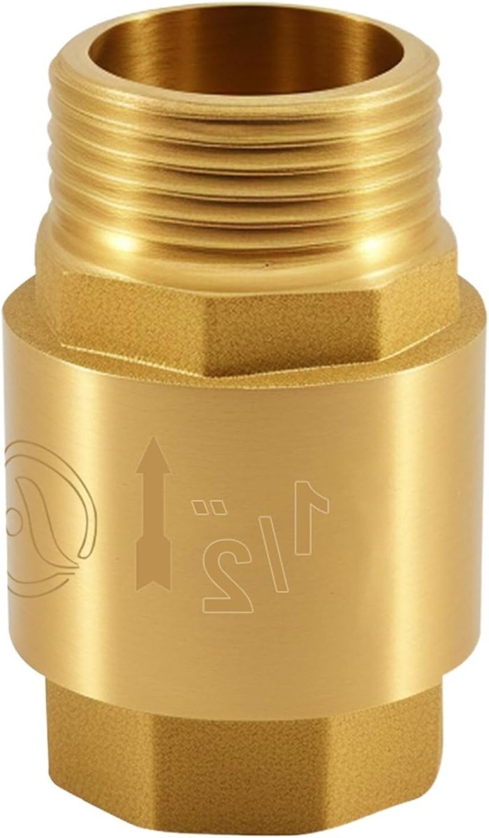 1/2 Inch Messing Terugslagklep voor Waterleidingen, Waterverwarmers en Sanitair - Roestvrij Staal, Waterdicht, Betrouwbare Waterstroom Beheersing