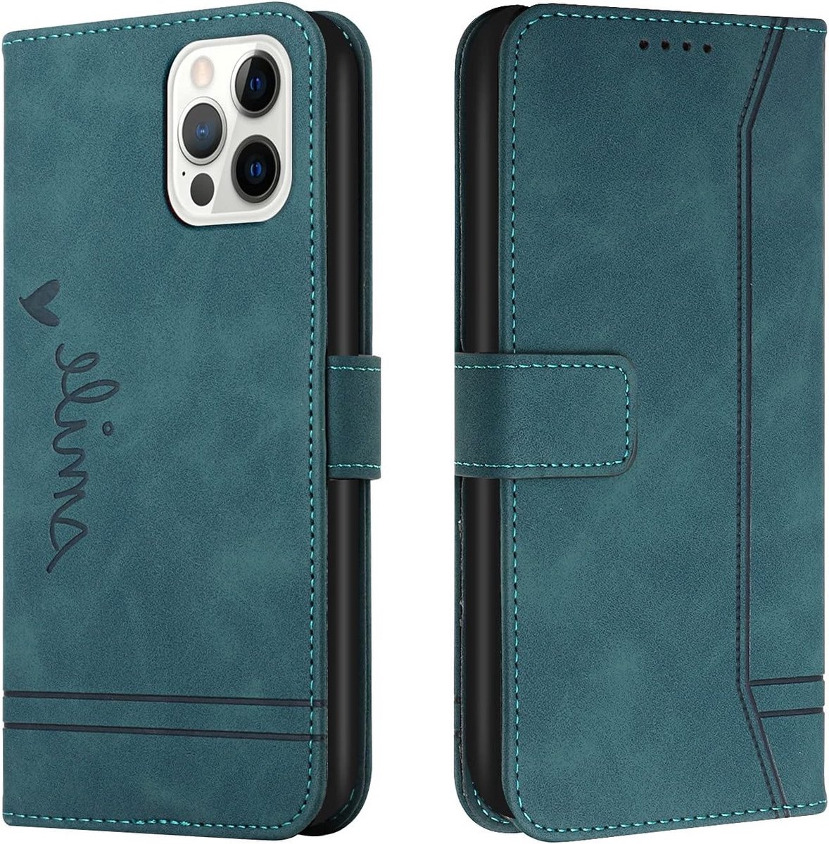 Leren portemonnee hoes voor Google Pixel 4 XL met kaarthouder en flip design in militair groen, vegan leer en eenvoudige stijl