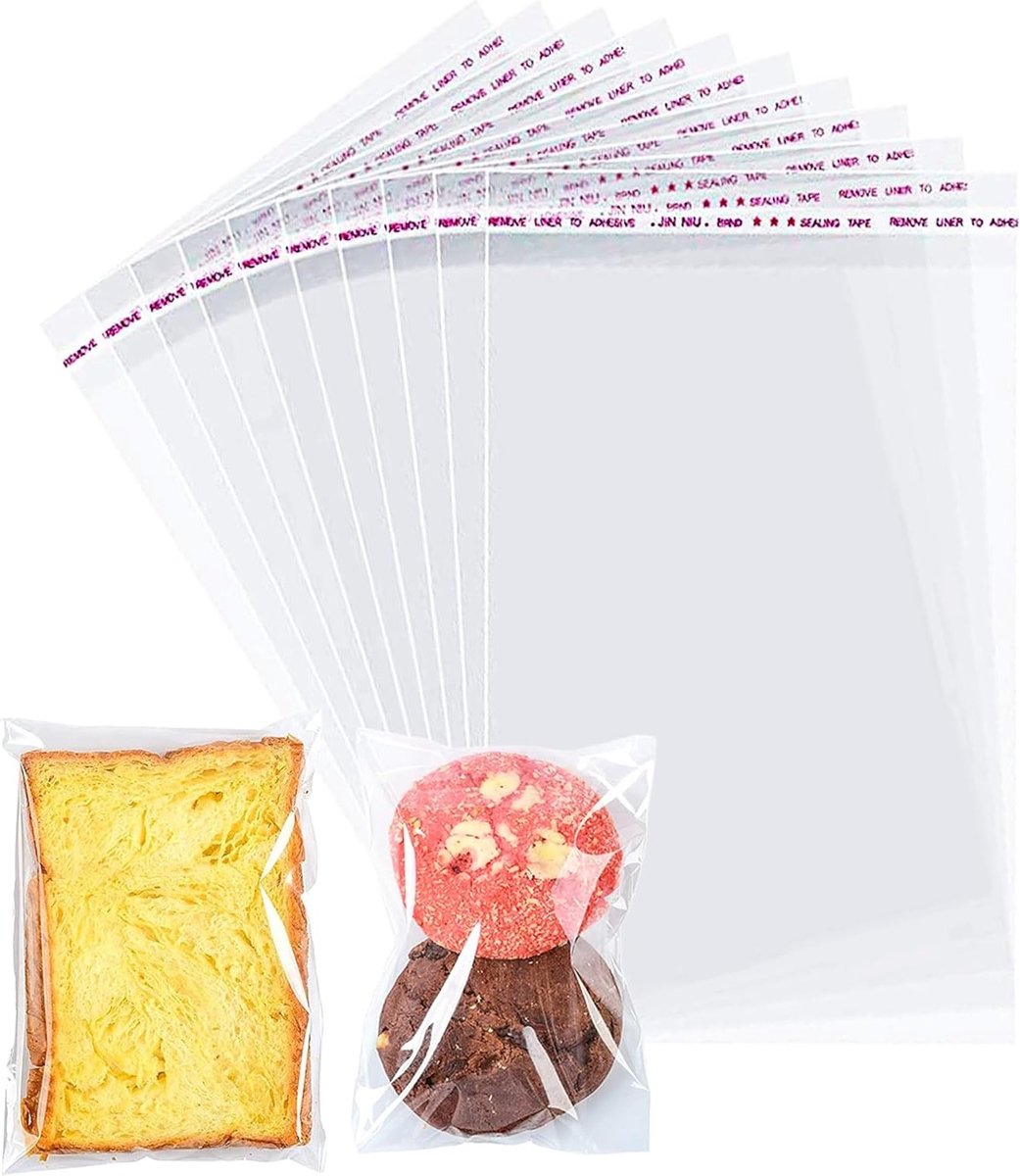 Set van 100 hersluitbare cellofaanzakjes 14 x 24 cm, perfect voor snoep, koekjes en cadeaus, transparante OPP zakjes voor verpakking