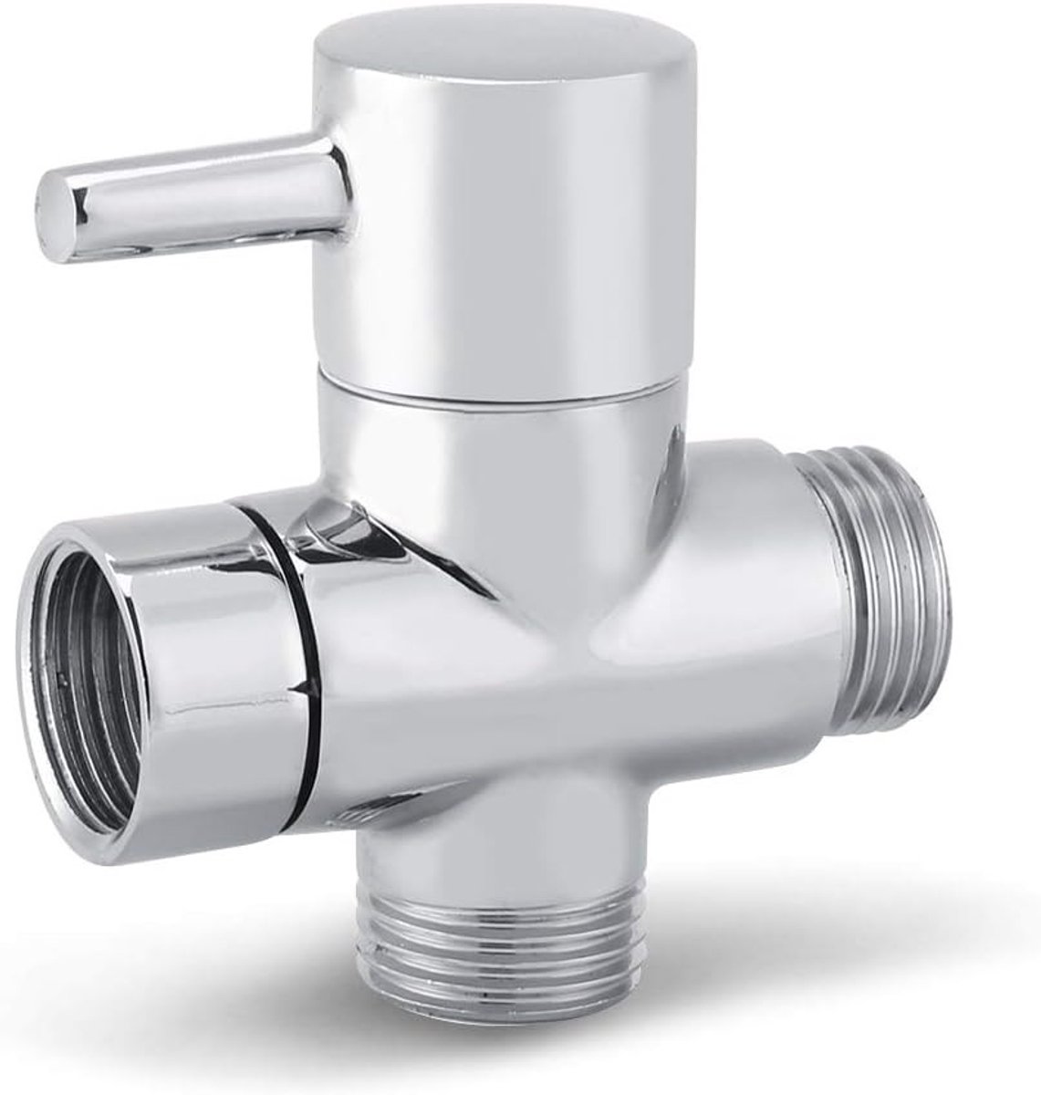 Drieweg T-adapter voor handdouche, bidet en keukenkraan - Messing G1/2 met chroomafwerking voor veelzijdig gebruik