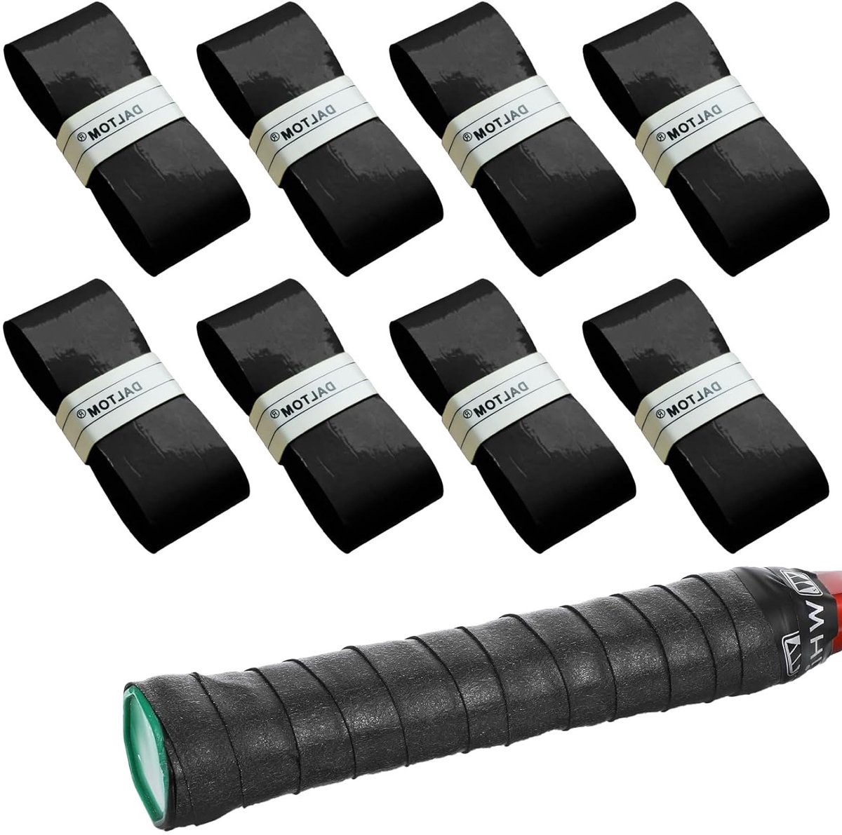 Grip Band voor Tennis en Badminton Rackets - Zelfklevende, Antislip, Vochtabsorberende Gripbanden - Set van 8 Stuks Zwart