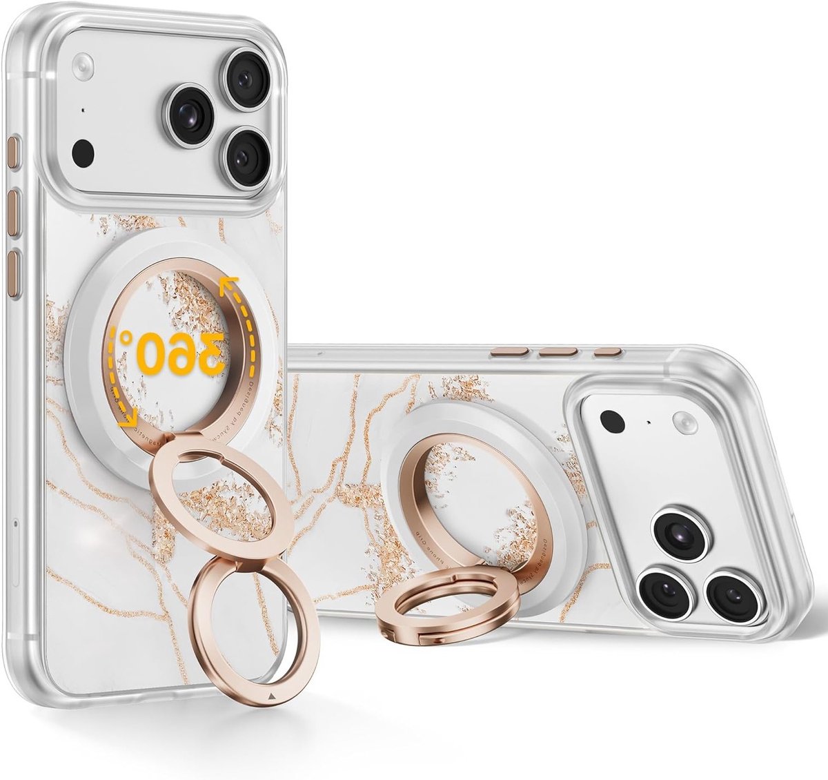 Magnetische Telefoon Ringhouder met 360° Rotatie, Dubbelzijdige Grip en Compatibiliteit met iPhone 16, 15, 14, 13, 12 Pro Max - Handige Vingerstand voor Mobiele Telefoons