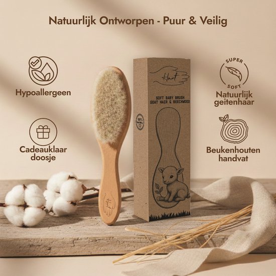 HANT - Haarborstel Baby Zacht - 100% natuurlijk geitenhaar & beukenhout - Hypoallergeen van Merkloos — afbeelding 2