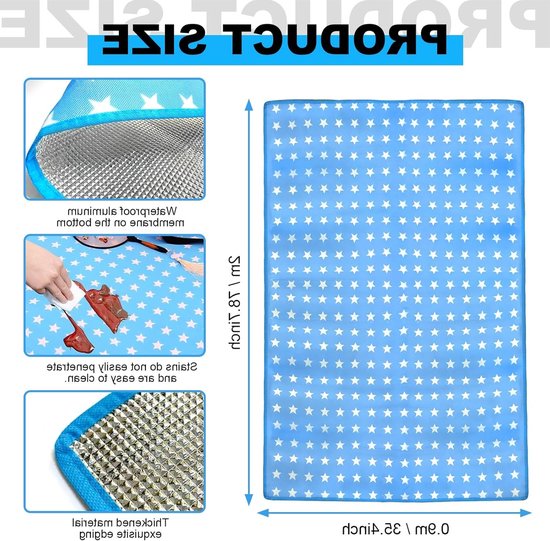 Geïsoleerde campingmat 90 x 200 cm, waterdichte slaapmat met 3-laags vochtbescherming, perfect voor tent en picknick — afbeelding 2