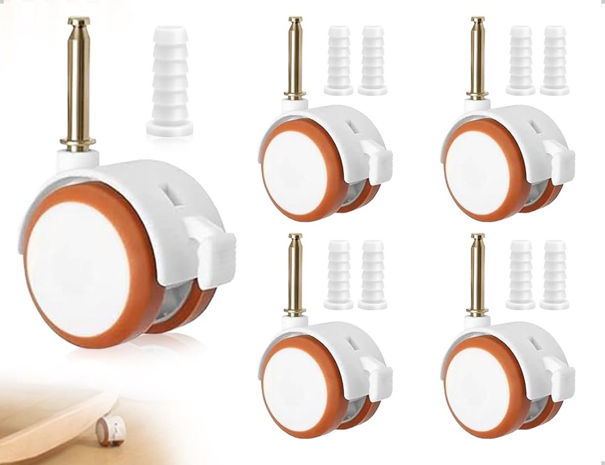 4 Stuks Kindermeubelen Stuurwielen, Meubelwielen voor Babybedden met Mofpin, Geschikt voor Babybedden en Rollende Bassinettjes (Wit)