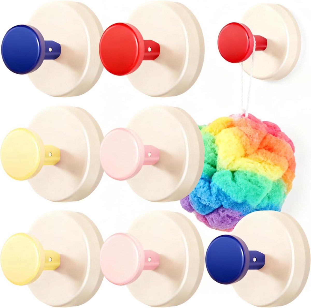 Herbruikbare zuignap set van 8 stuks in vier kleuren, eenvoudig te bevestigen zonder boren, ideaal voor badkamer, woonkamer en kantoor met een maximale draagkracht van 5 kg