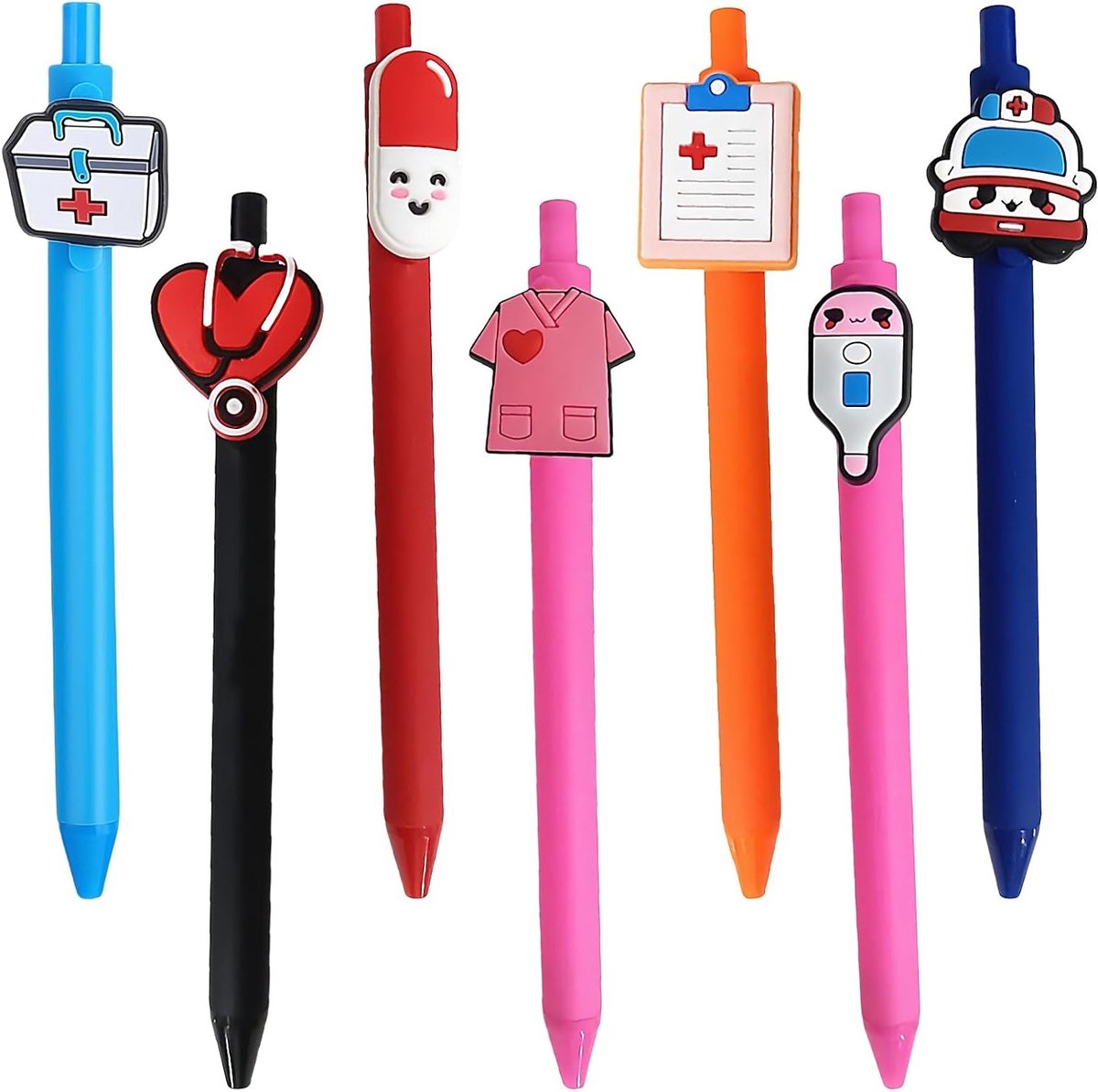 Set van 7 Schattige Balpen voor Verpleegkundigen - Perfecte Verpleegkundige Accessoires en Cadeaus voor Werk (0.5mm)