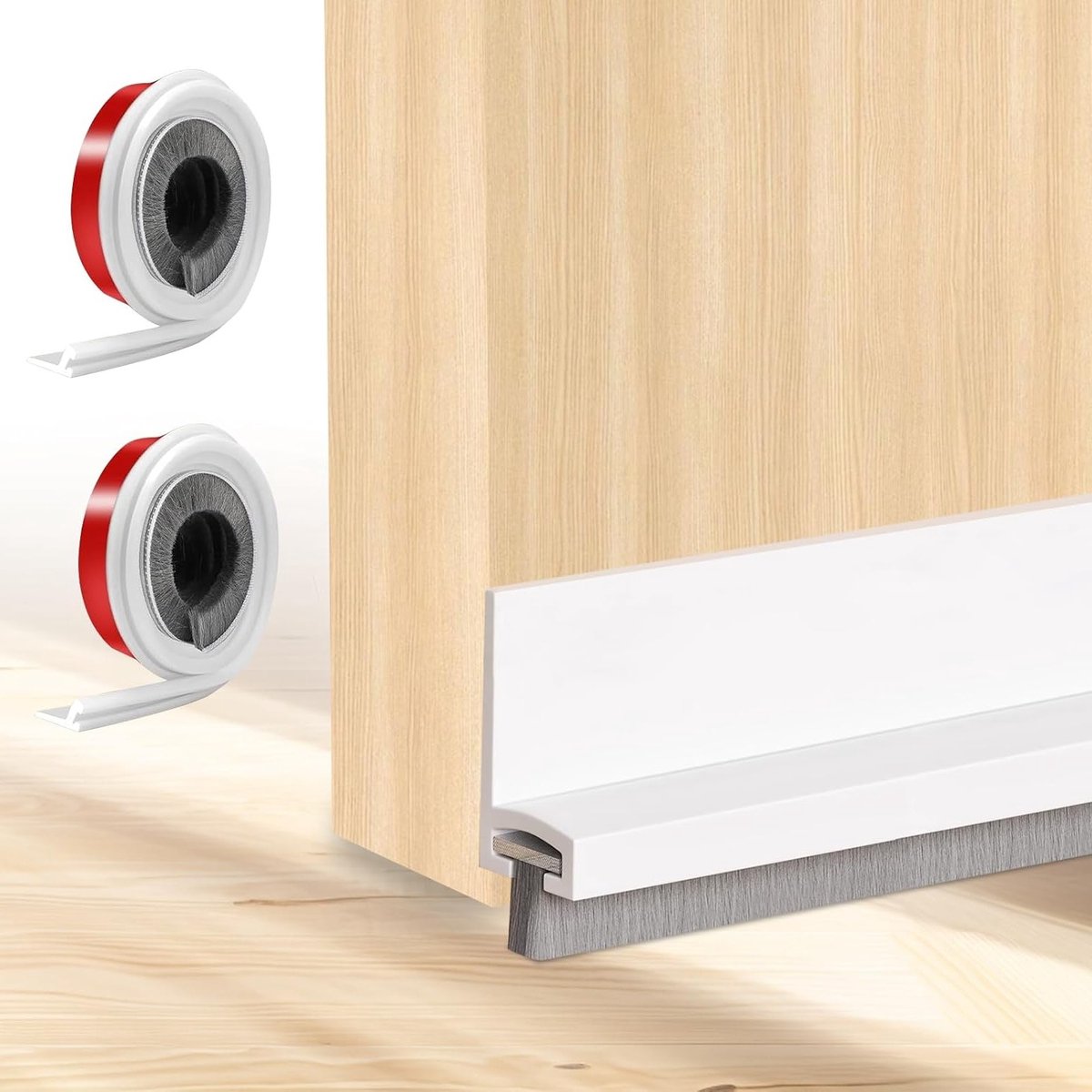 Draai- en tochtstrip voor gepantserde deuren, set van 2, zelfklevend, 100 cm, bescherming tegen insecten, stof en kou