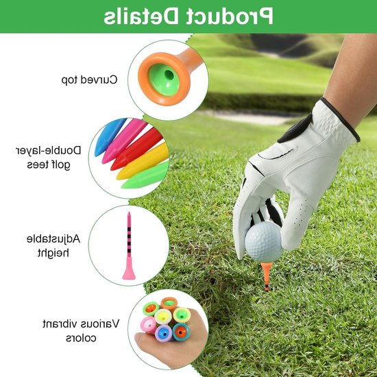 Kleurige Golf Tees van Plastic - Set van 50 Stuks voor Verbeterde Golfprestaties en Precisie van Merkloos — afbeelding 2