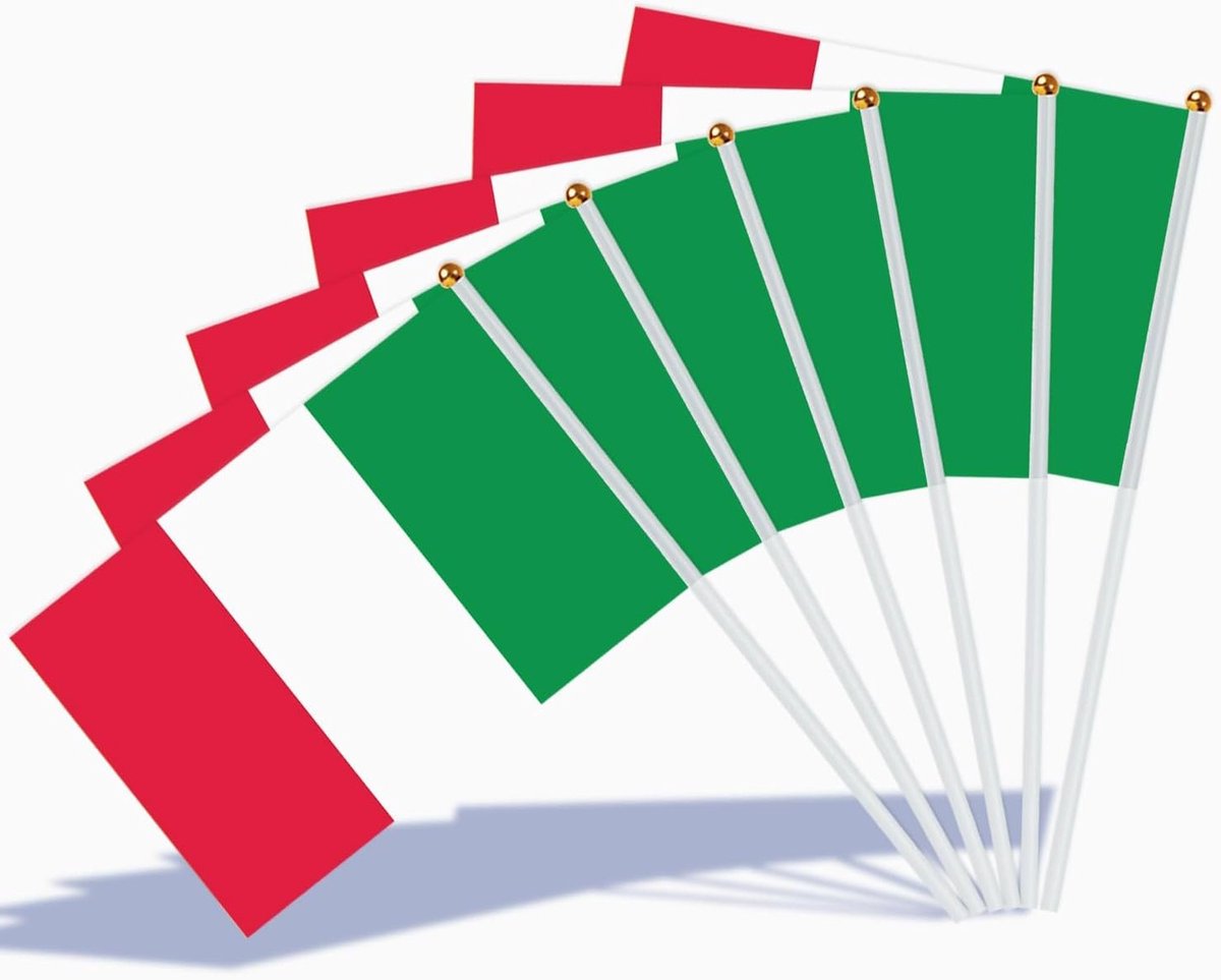 Italiaanse Vlaggen op Stokken voor Rugby Feestdecoratie, Wereldkampioenschap 2023, Handheld Kleine Vlaggen voor Voetbal en Euro Party 2024, Feestversiering en Sportevenementen