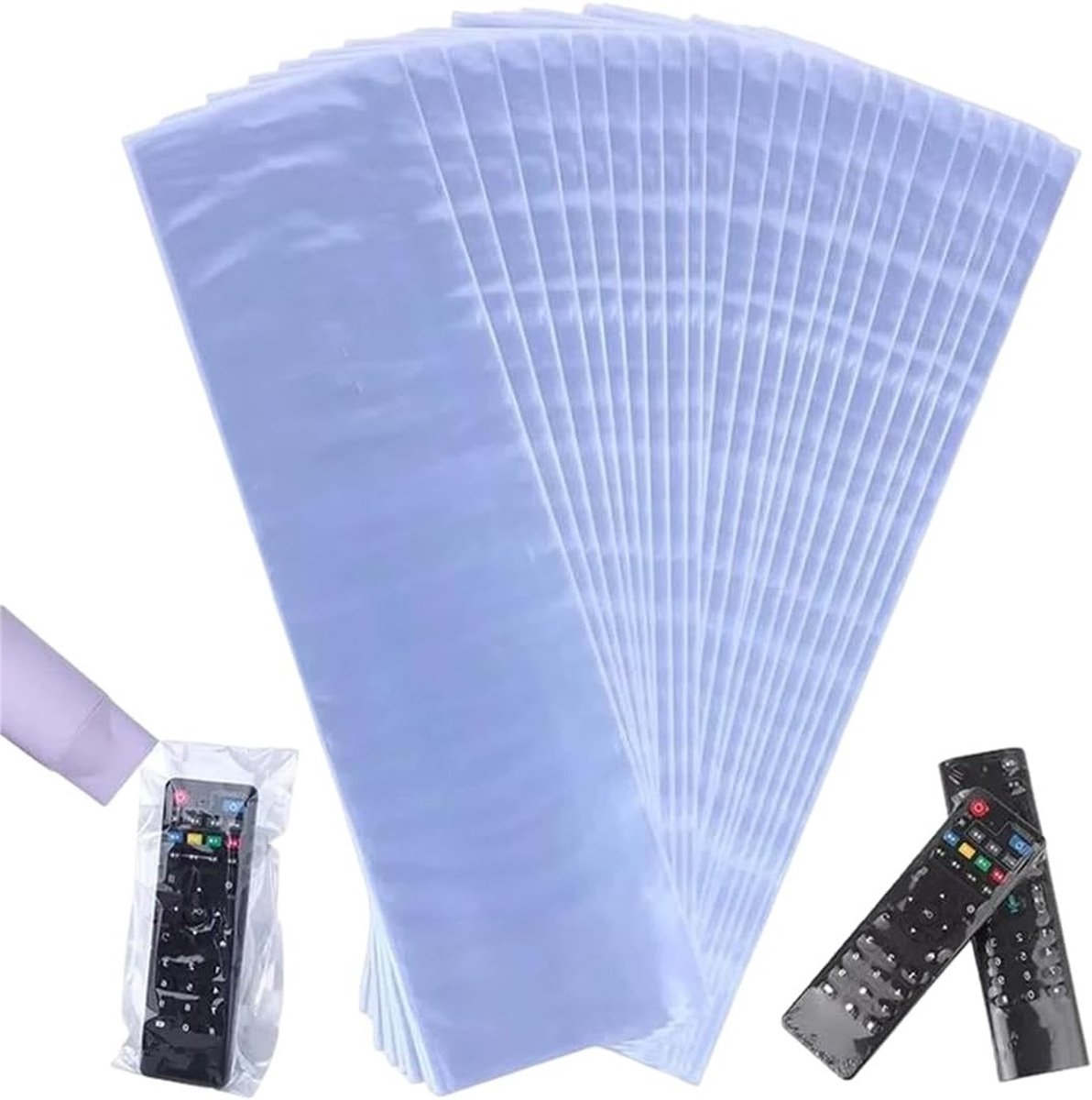 40 Stuks Transparante PVC Krimpfolie Covers voor Afstandsbediening - Bescherming Tegen Vuil en Stof, Universele Afstandsbediening Covers, 8 x 25 cm