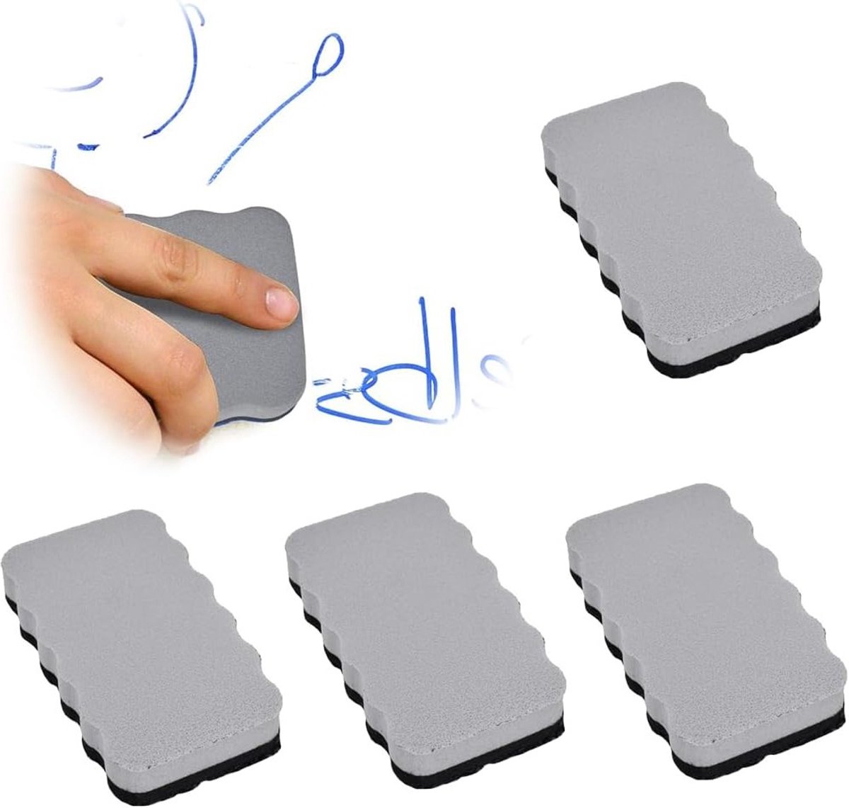Set van 4 Magnetische Wittebord Sponsen, Herbruikbare Microvezel Wittebord Wisser voor Flipover en Memo Borden