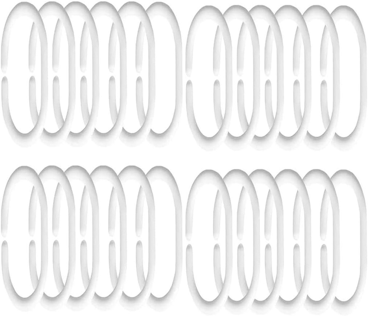 Stevige Plastic Douchegordijnringen - 24 Stuks C-vormige Ringen voor Douchegordijnstangen, Ideaal voor Badkamer en Waterdichte Toepassingen