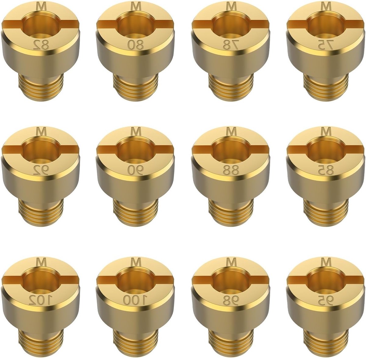 Gaser Düsen Set M5, Hoofddüsen voor Gascarburateurs, 75-102, Messing Gaserdüse voor Dellorto PHBG/SHB