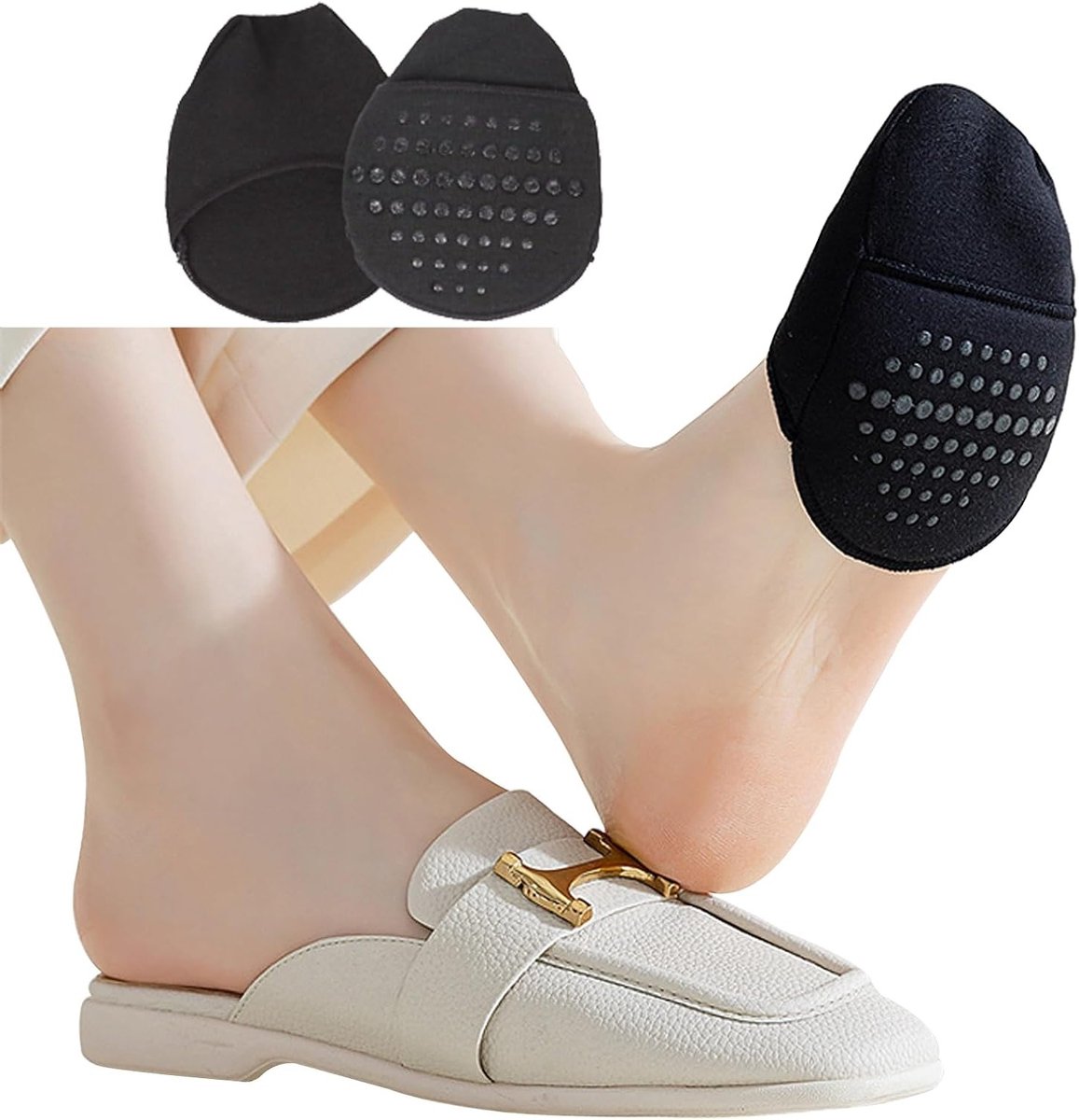 Comfortabele Teenkappen voor Dames, Herbruikbare Voetkussens, Antislip Halve Voetbeschermers voor Elke Schoen, Ideaal voor Blote Voeten en Sandalen