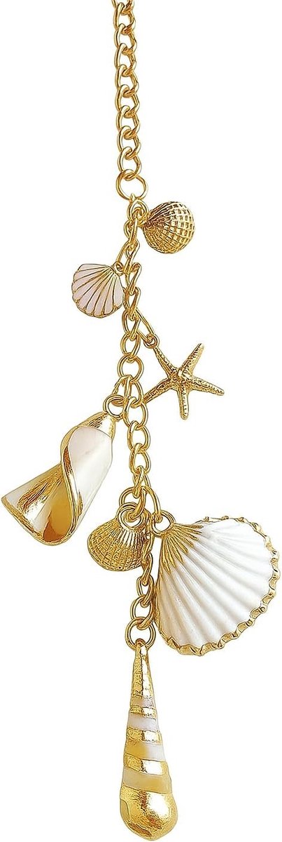 Boho Stranddecoratie voor Achteruitkijkspiegel met Schelpen en Sterren, Schattige Autoaccessoires voor Vrouwen, Handgemaakte Interieurdecoratie en Pendant
