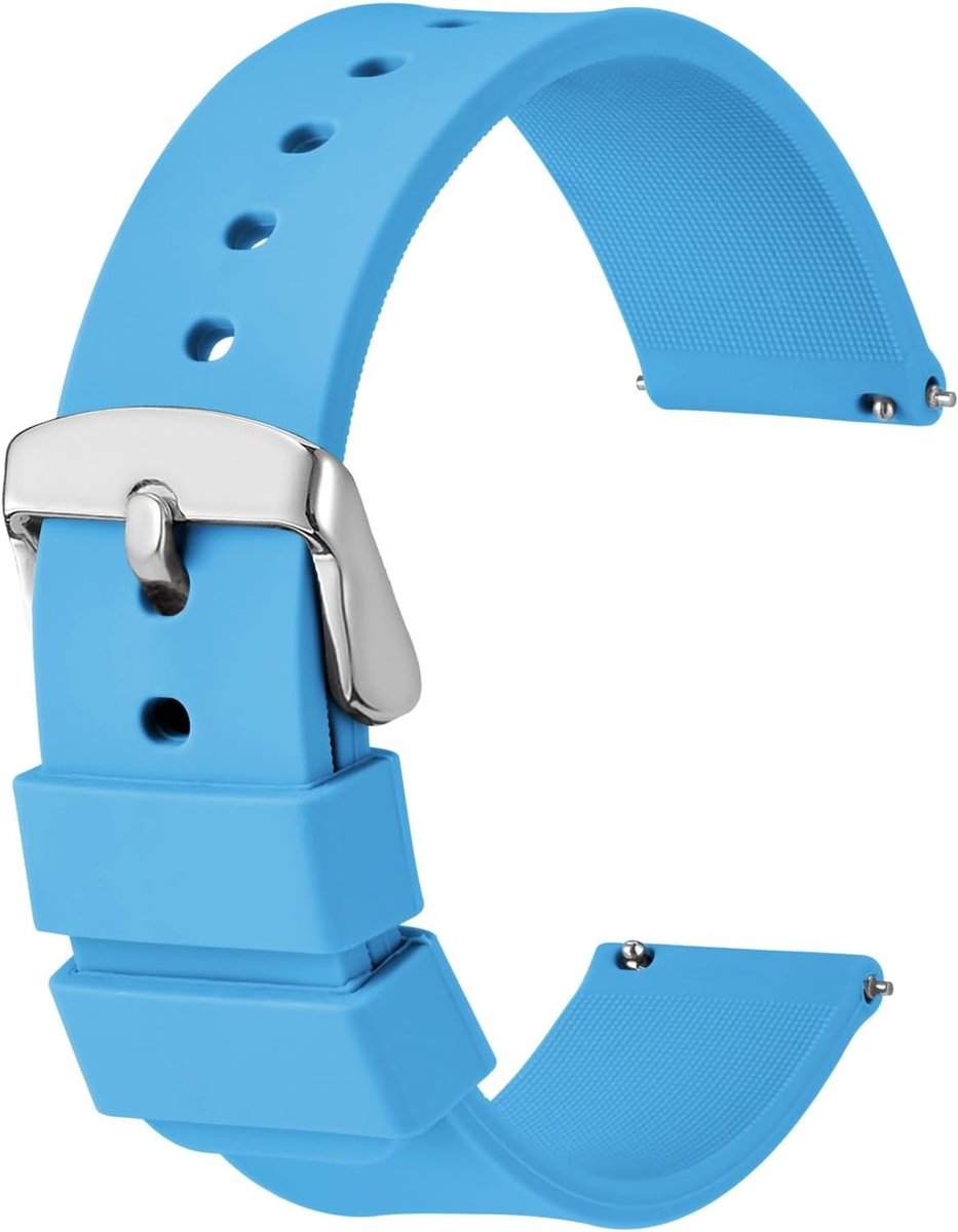 Siliconen Horlogebanden met Zilveren Gesp, Snelle Bevestiging, Vervangende Rubberbanden 14mm tot 24mm, Comfortabel en Duurzaam