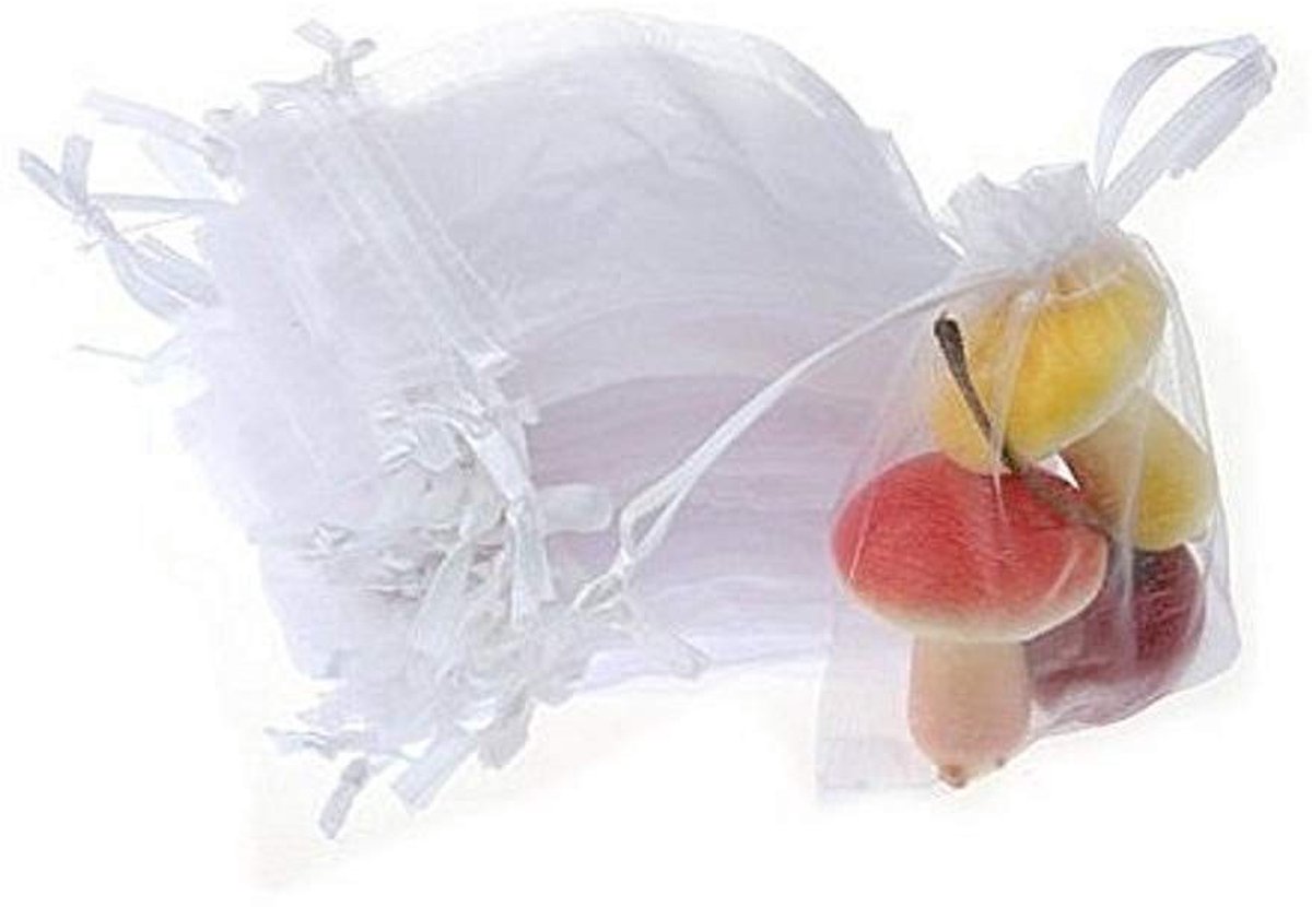 Smoakez - Kleine Witte Organza Zakjes - Snoepzakjes - Trendy Cadeauzakjes - 9x7 cm - Perfect voor Feesten - 50 Stuks