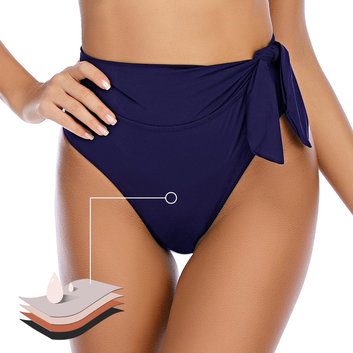 Smoakez - Bikinibroek - Hoge Taille - Sexy Hotpants - Kleur: Zwart - Sneldrogend - Ideaal voor Strand en Zwemmen - Maten S t/m XL