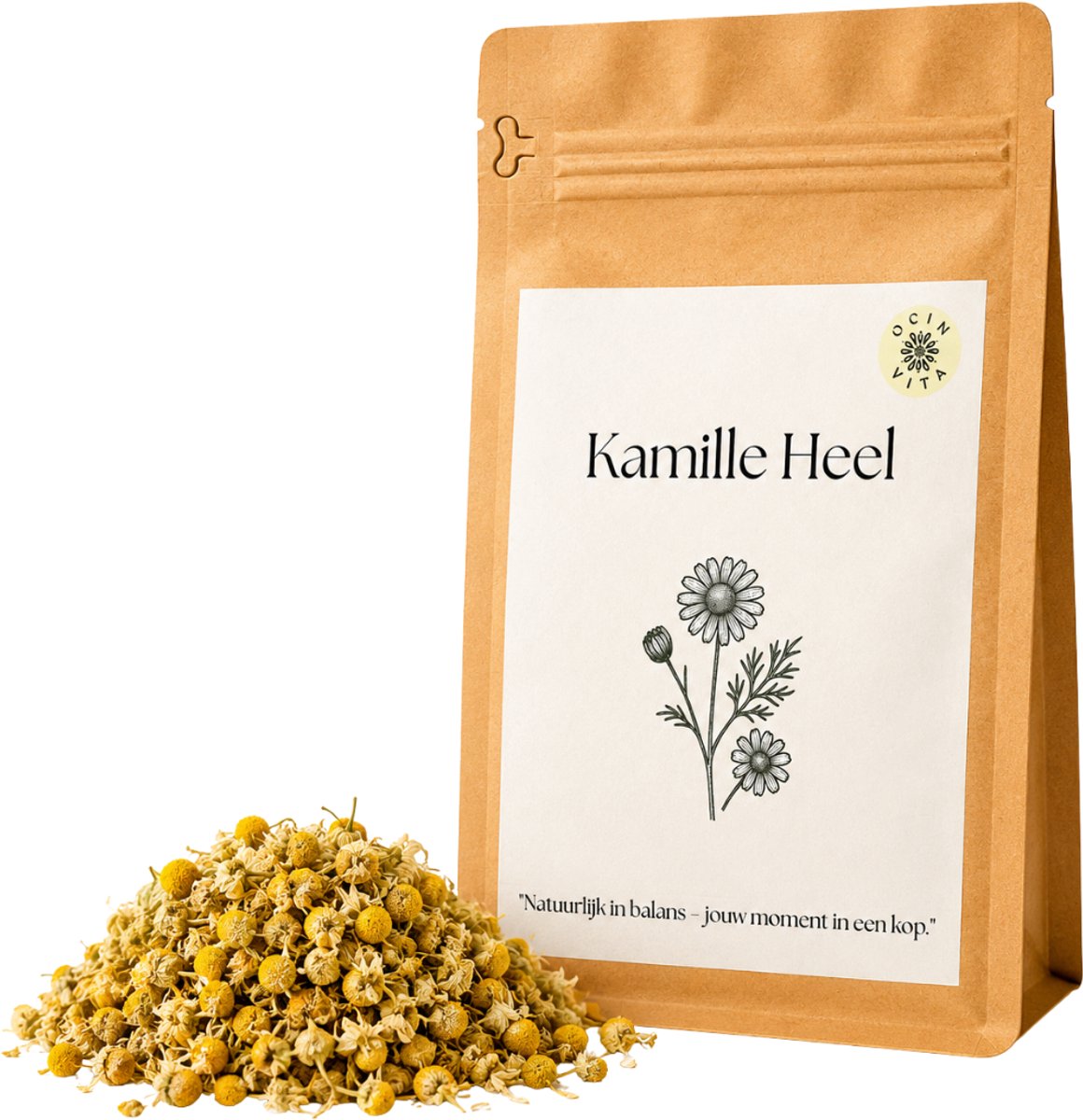 Kamille Thee Losse Thee 100g – 100% Pure Kamillebloemen – Cafeïnevrije Kruidenthee – Zachte Bloemige Smaak – Hele Bloemen – Ocin Vita