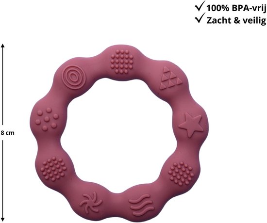 Zibbi Siliconen Bijtring & Speenkoord Set - 3-delig - BPA-vrij - Baby Bijtring - Speenkoord - Baby Cadeau - Soft Lila - 0+ maanden van Zibbi — afbeelding 3