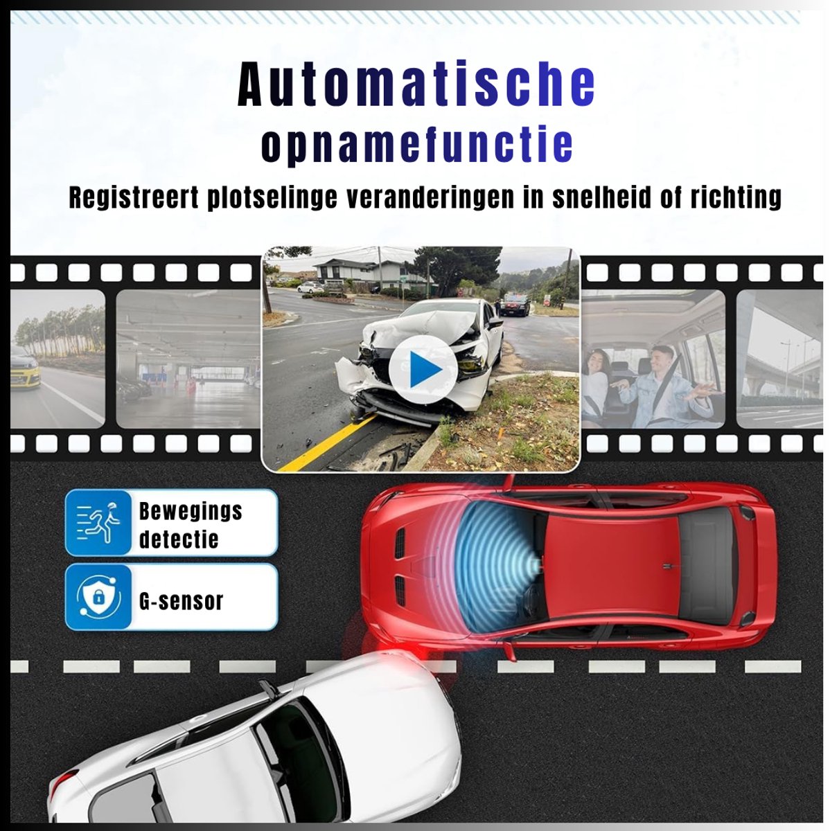 DYNA® Dashcam voor Auto voor en Achter - Achter Draadloos - HD Nig; ht Vision - Zwart- 10cm x 30cm x 5cm; 320 g – foto 5