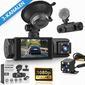 Boncy® Dashcam Voor Auto - 3 Kanalen Voor, Achter en Binnen Camera - 1080P Full HD - Dual Dashcams Met Achteruitrijcamera en Parkeermodus - Met Wifi & App - G-Sensor - Nachtzicht - Loop Recording - 170 Graden Kijkhoek