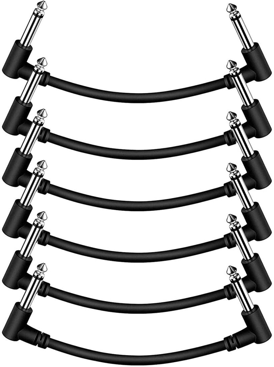Dailygoods - Gitaar Patchkabels 15CM - Effectkabel Snoer - Zwart - Perfect voor Gitaarpedalen - Set van 6 - Hoogwaardige Kwaliteit