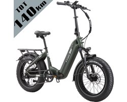 TTGO F6 Bost Opvouwbare Elektrische Fiets – 864Wh Lithium Accu – Actieradius tot 140 km – Hydraulische Schijfremmen – 20×4.0 inch Fatbike Banden – Verende Voorvork met Lock-out – Shimano 7 Versnellingen – Elektrische Stadsfiets – Groen