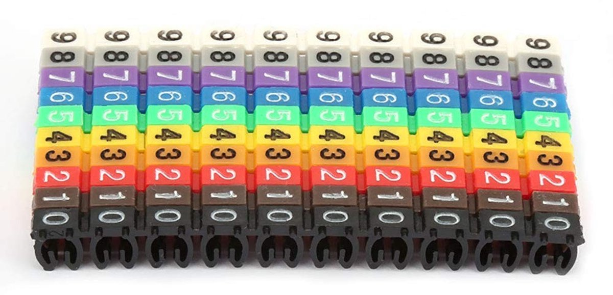 Dailygoods - Digitale Buisdraad Kabelmarkering - Kleurrijke Kabeletiketten - 100 Stuks - Nummer gecodeerd - Voor Vaste Kabels - Ideaal voor Organisati
