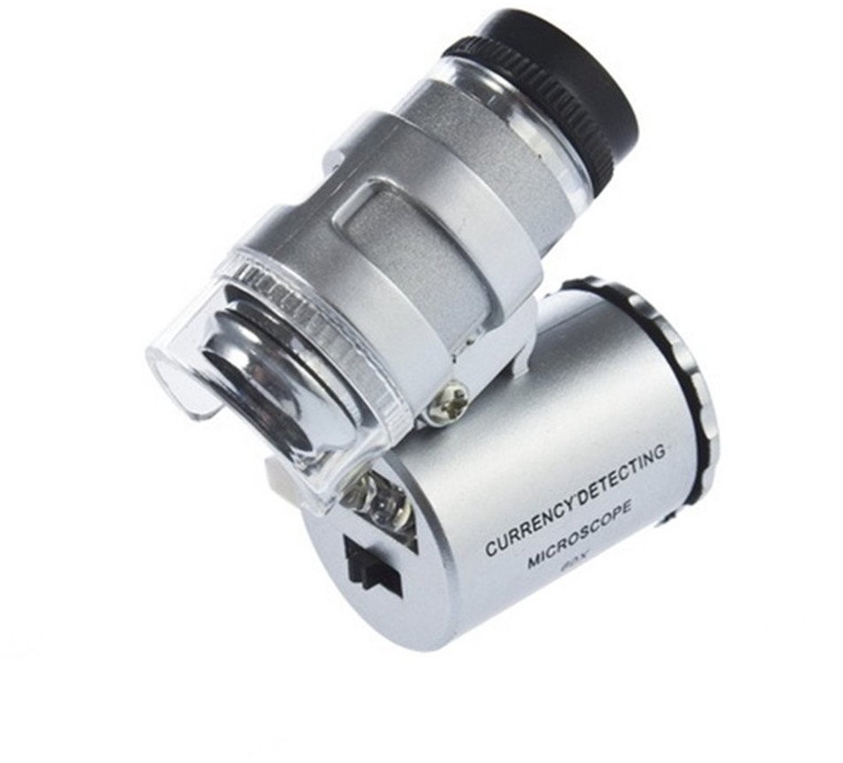 Dailygoods - Microscoop met Licht - Vergroting 60x - Mini Sieraden Vergrootglas - Zilver - Ideaal voor Detailinspectie - Handig voor Hobbyisten - Gesc