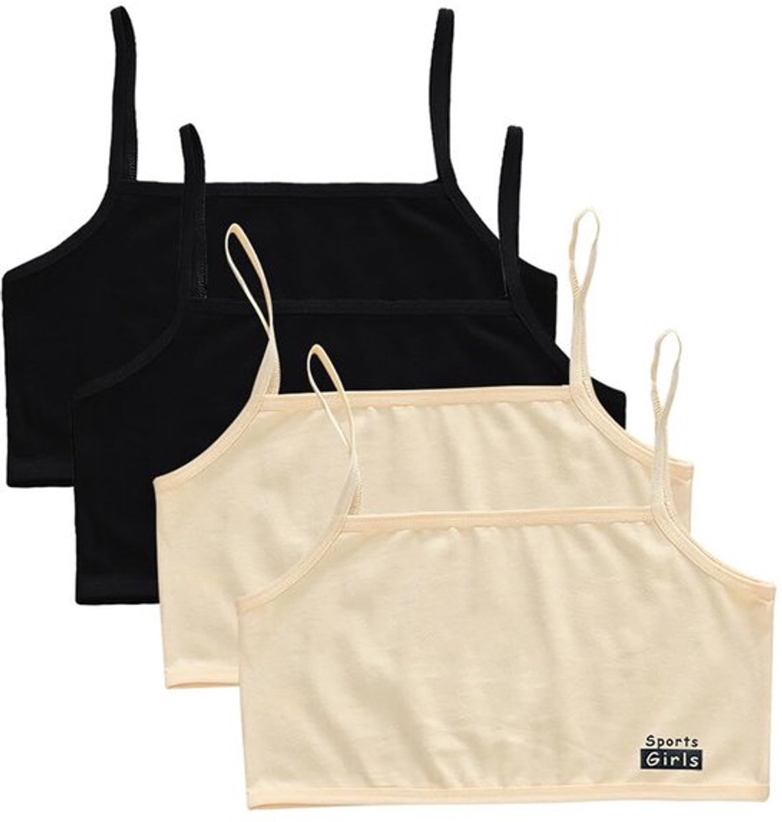 Set van 4 Sportbeha's Crop Top Meisjes Training Beha Katoen Draagcomfort 8-12 Jaar