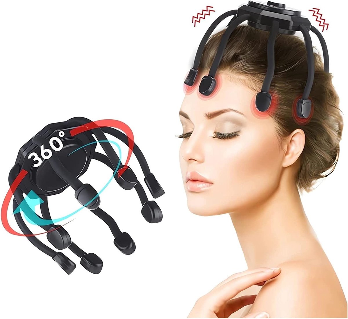 Dailygoods - Haarhoofdmassageapparaat - Draagbaar - Ultra hoofdmassage - Stressverlichting - Pijn- en angstverlichting - Voor diepe slaap - 3 vibreren