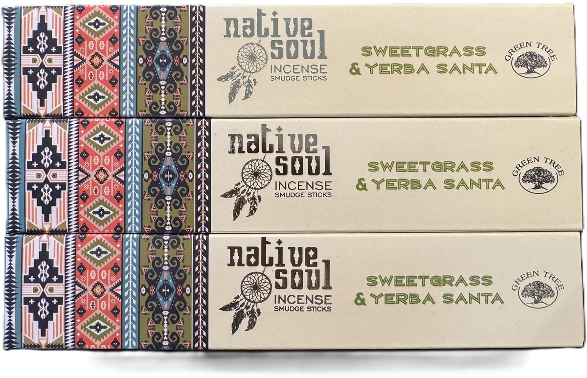 Native Soul - sweetgrass en yerba santa - wierook - 3 stuks