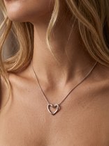 Lundholm Beryl Ketting Dames Zilver kleurig Hart – Premium Stainless Steel Jewellery – Hart Ketting Sieraad Cadeau Vrouw Hartjes Liefde Kado vrouw cadeautje – 40 + 5 cm – my Scandinavisch Design