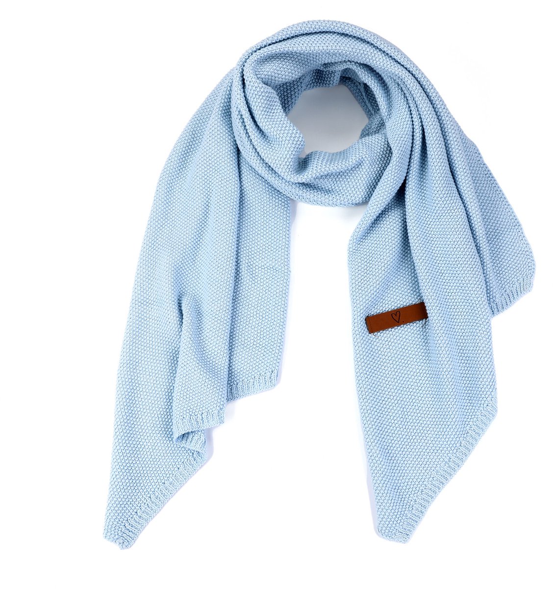 Gebreide Wintersjaal – 100% Katoen (Luxe Basic) - Lichtblauw